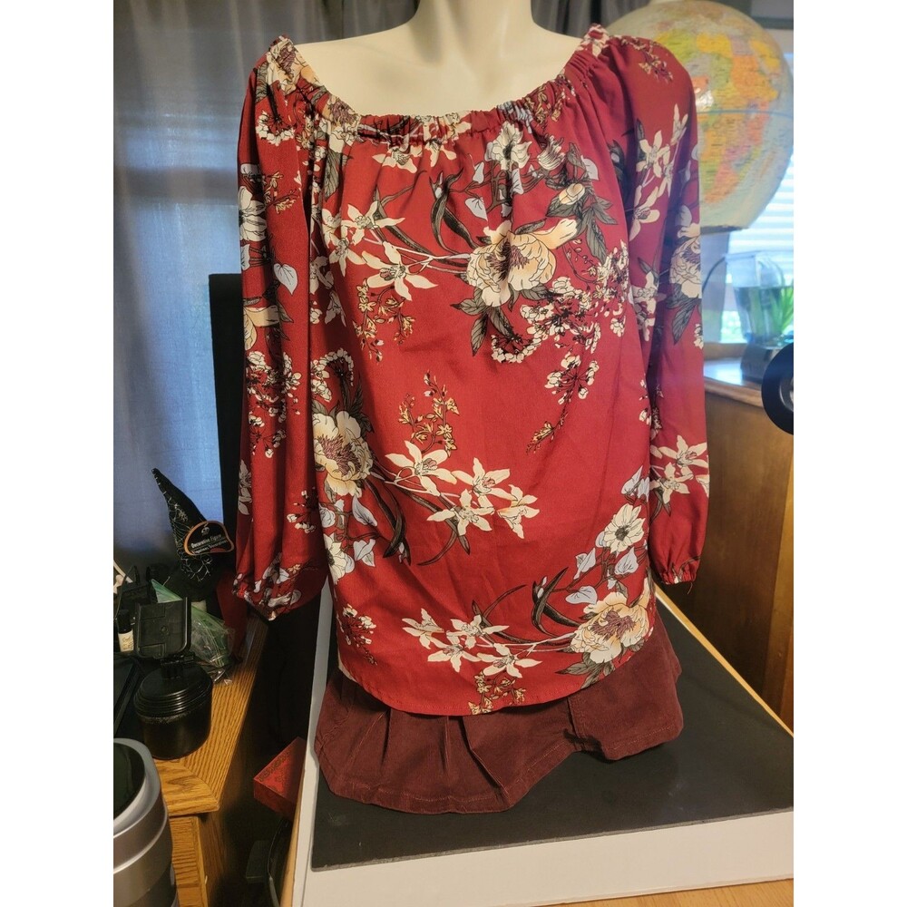 Off The Shoulder Ruffle Peasant Blouse By Shein Sz Lg